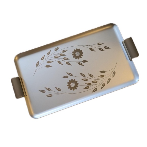 WJ Hughes silver toned vintage serving tray etched with cornflower pattern - Picture 1 of 8